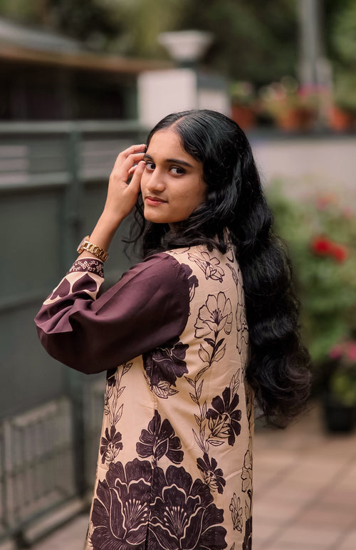 Elnore Womens Mocha Botanical Cord Set