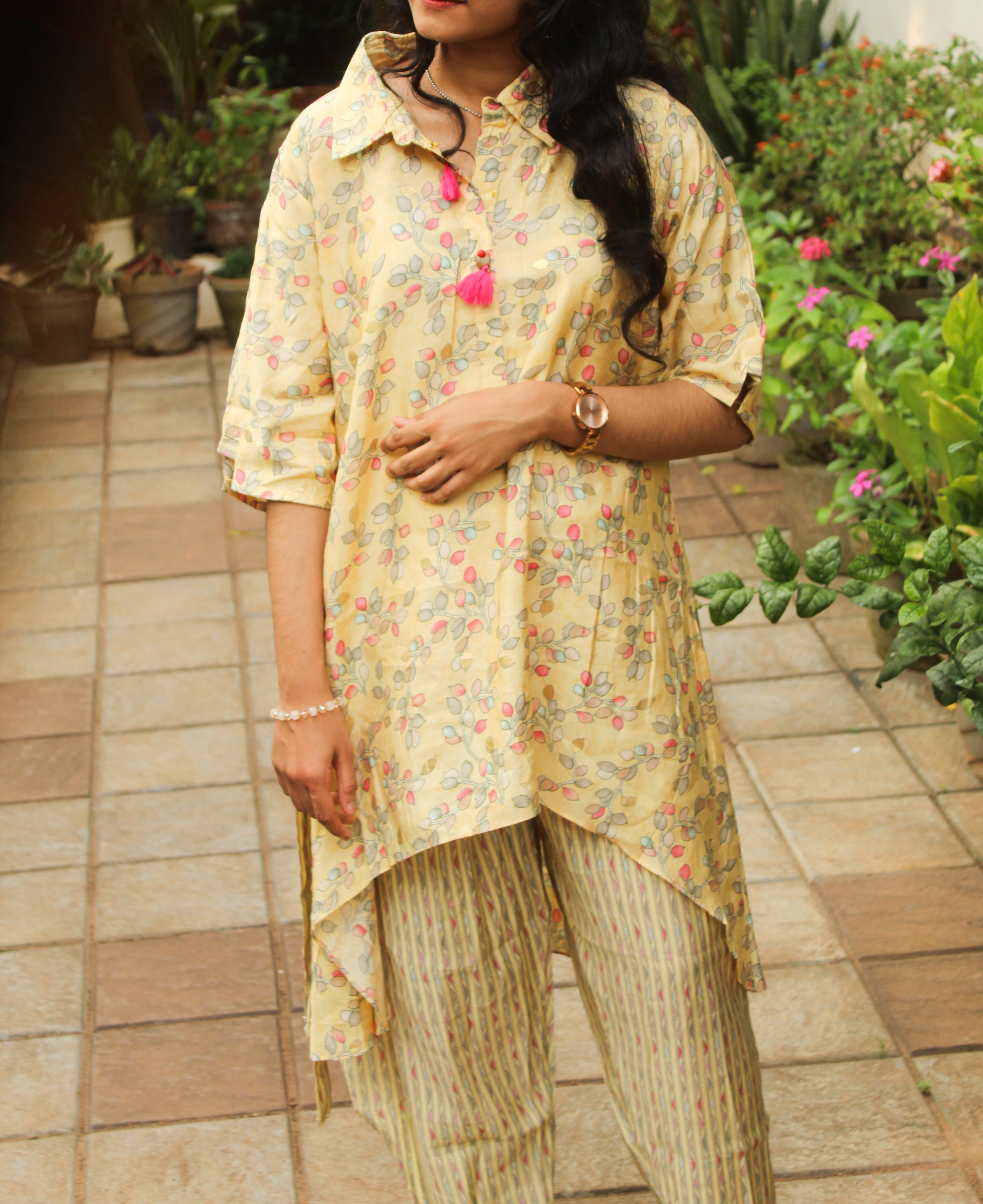 Elnore Women’s Yellow Floral Cord Set