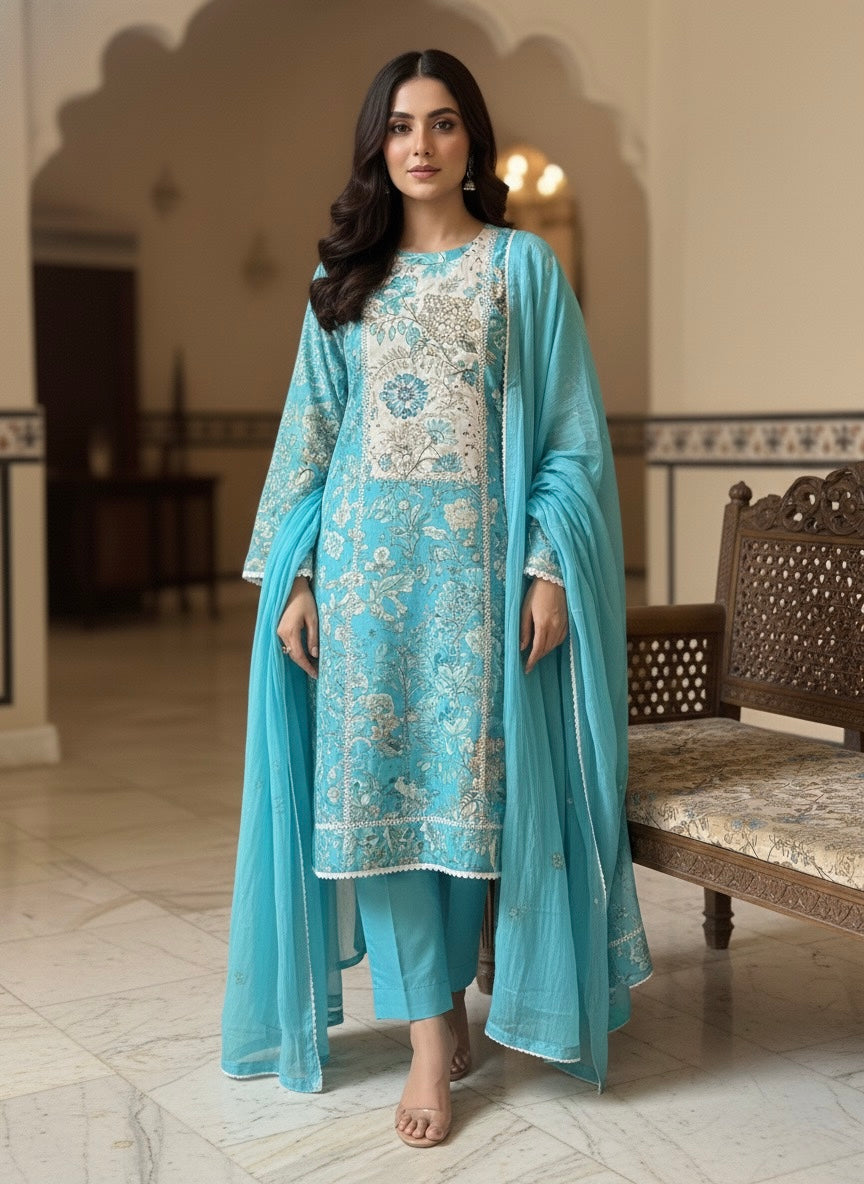 Embroidered Lawn Suit with Dupatta