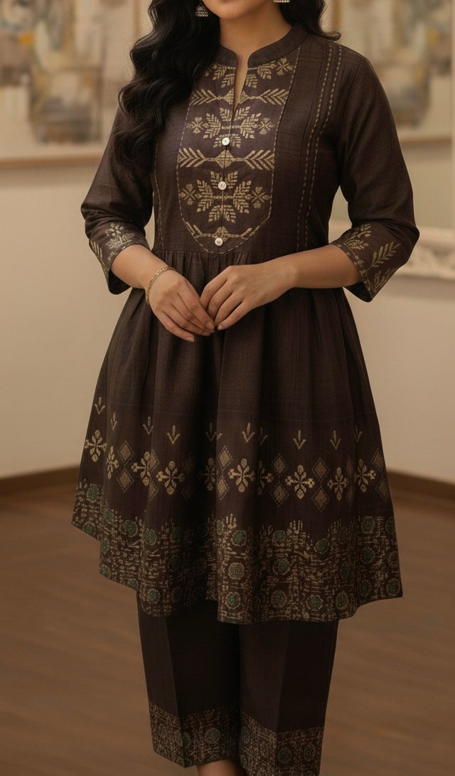 Elnore Women’s Brown Floral Cord Set