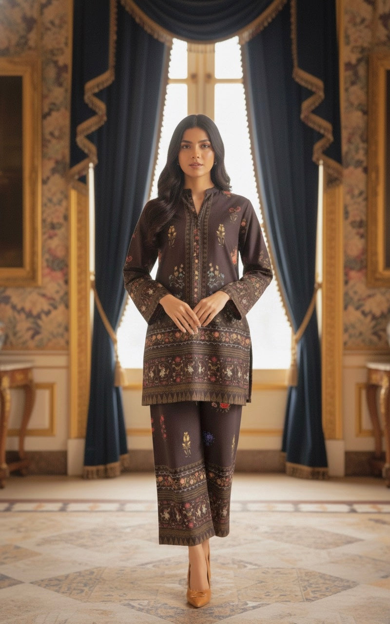 Elnore Women’s Brown Floral Printed Cord Set